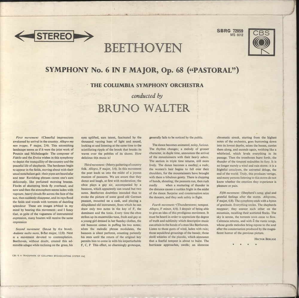 Ludwig Van Beethoven Beethoven: Symphony No 6 In F Major Op 68 UK vinyl LP album (LP record)