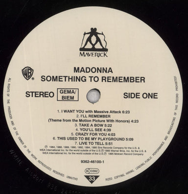 Madonna Something To Remember UK vinyl LP album (LP record) MADLPSO113744