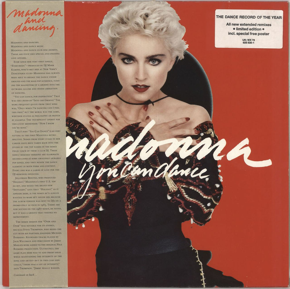 Madonna You Can Dance - Oblong Sticker, Poster & Obi UK vinyl LP album (LP record) WX76