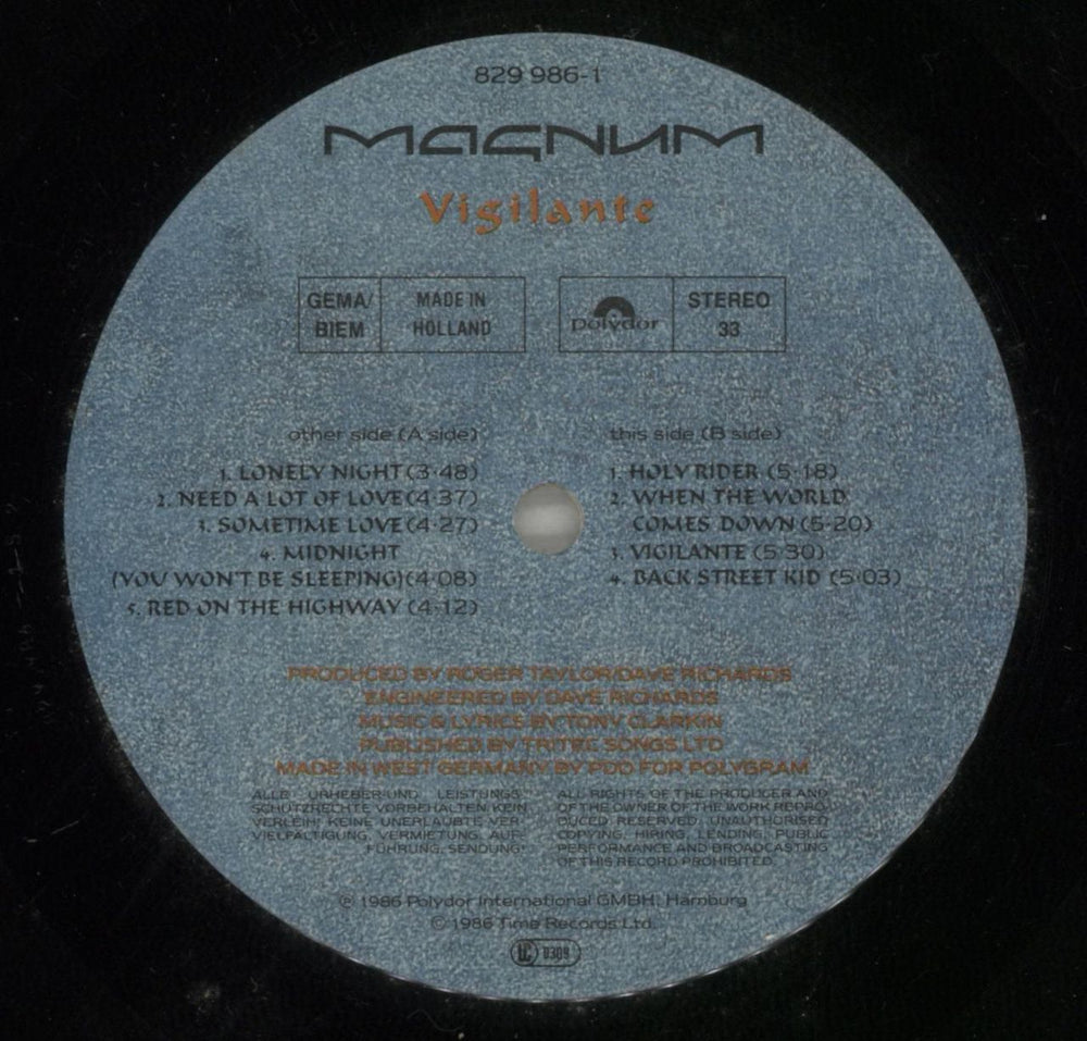 Magnum Vigilante German vinyl LP album (LP record) MAGLPVI479986