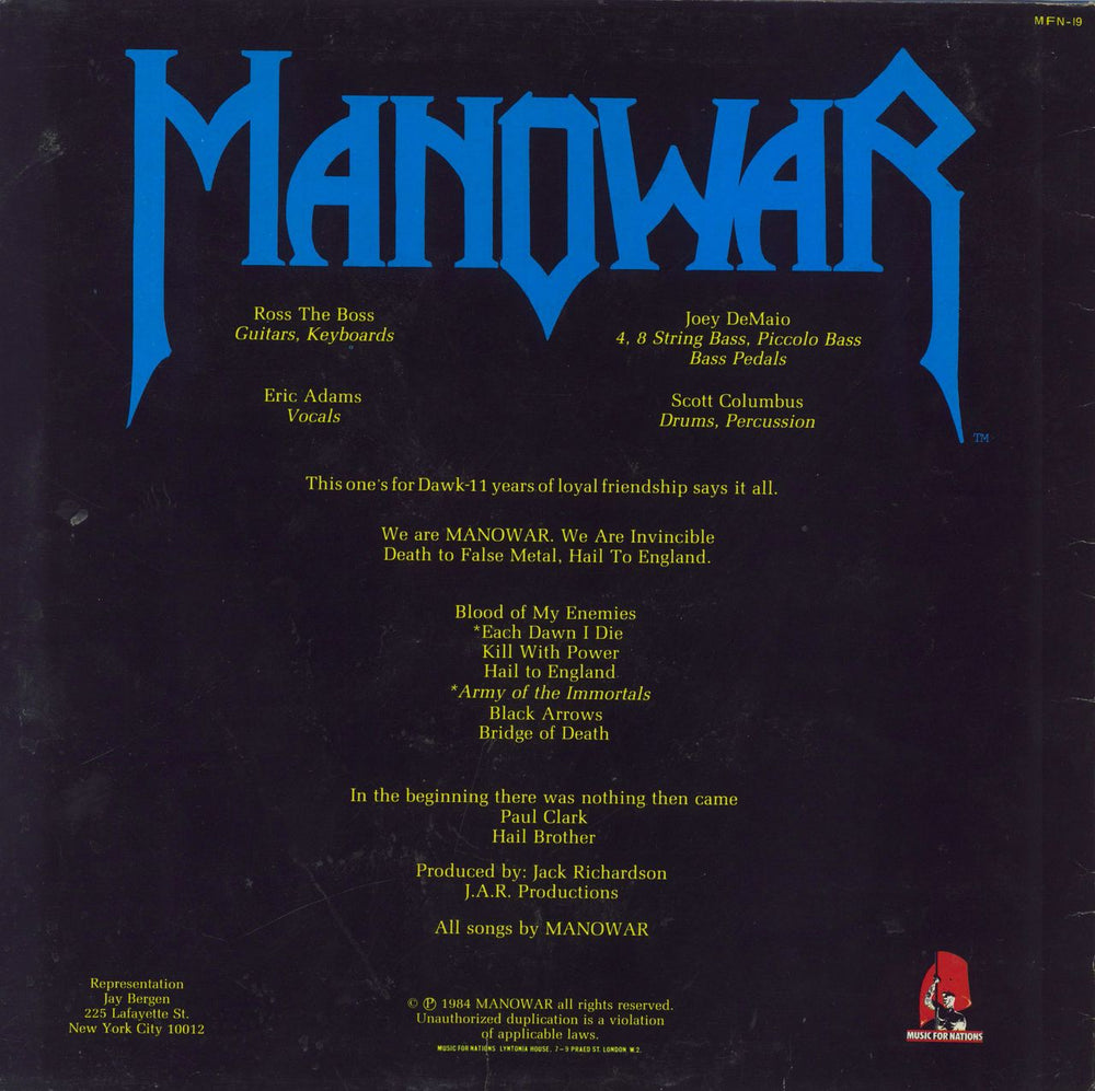 Manowar Hail To England - VG UK vinyl LP album (LP record)