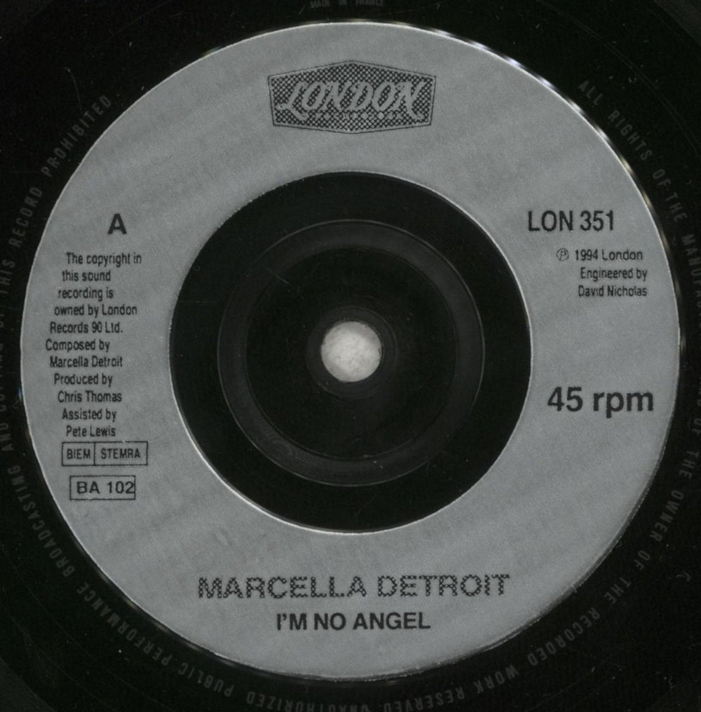 Marcella Detroit I'm No Angel UK 7" vinyl single (7 inch record / 45) MDT07IM243169