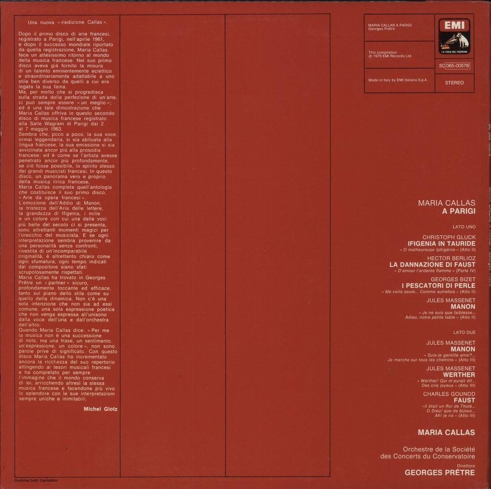 Maria Callas Callas A Parigi Italian vinyl LP album (LP record)