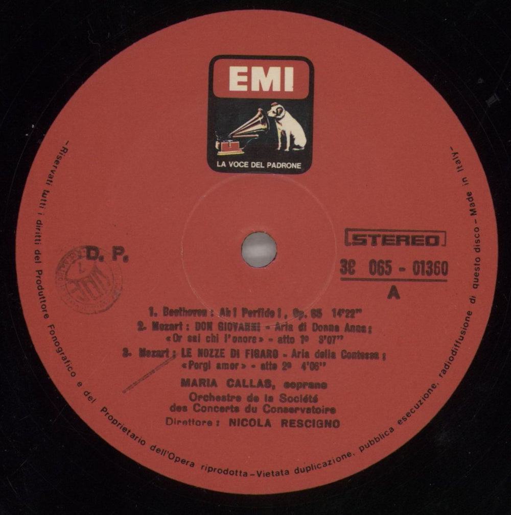 Maria Callas Interpreta Beethoven, Mozart, Weber Italian vinyl LP album (LP record) M44LPIN857774