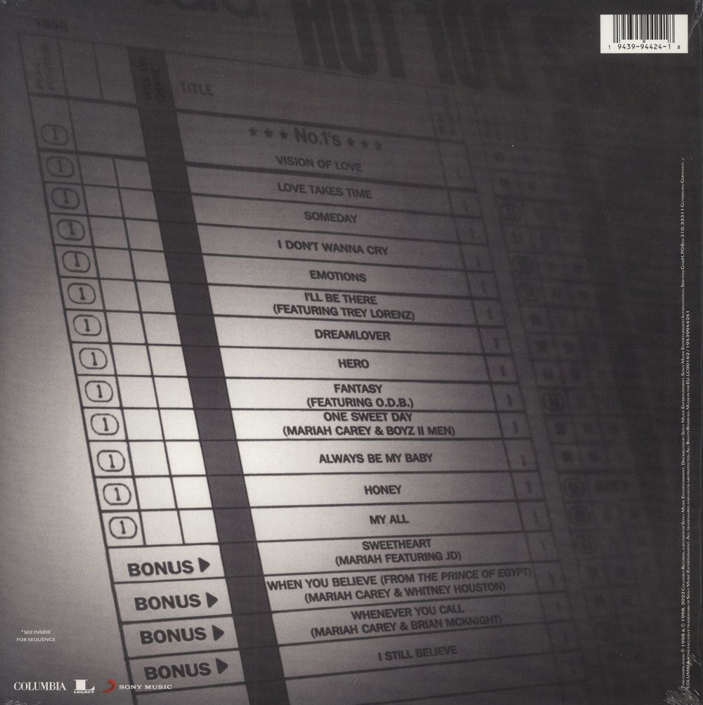 Mariah Carey #1's - RSD 2022 - Sealed UK 2-LP vinyl record set (Double LP Album) CRY2LSR788726