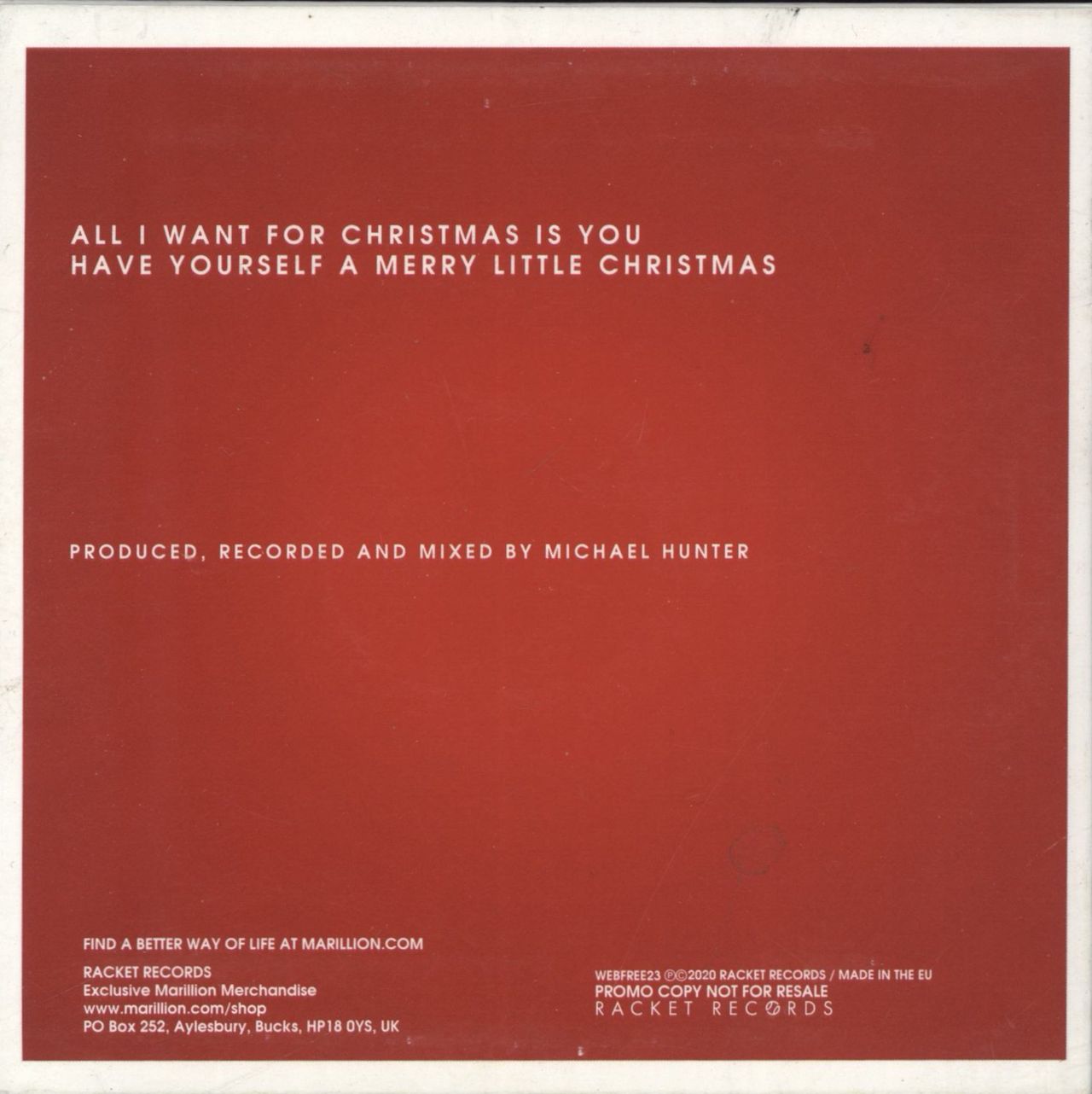 Marillion Christmas 2020 UK CD single (CD5 / 5")