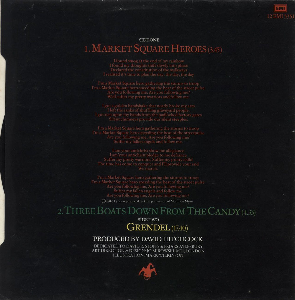 Marillion Market Square Heroes - Cream labels UK 12" vinyl single (12 inch record / Maxi-single)