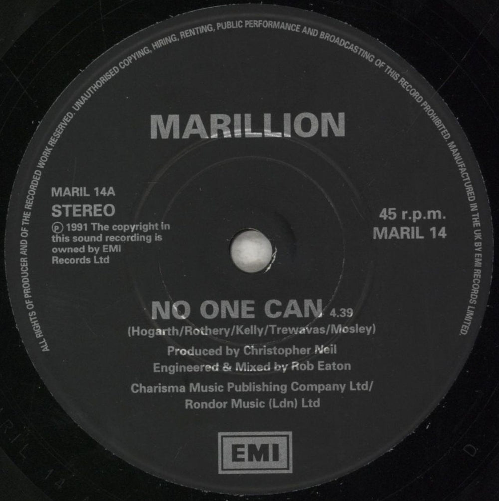 Marillion No One Can UK 7" vinyl single (7 inch record / 45) MAR07NO44476