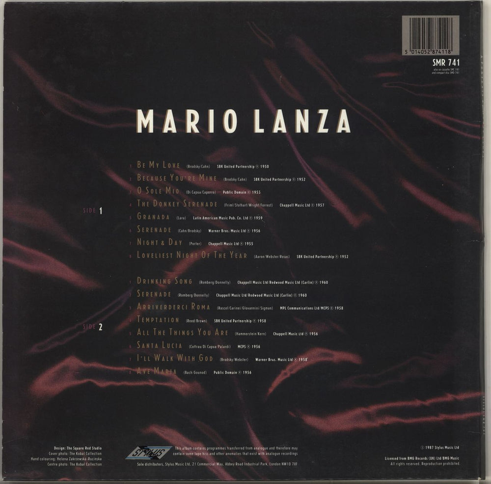 Mario Lanza A Portrait Of Mario Lanza UK vinyl LP album (LP record) 5014052874118