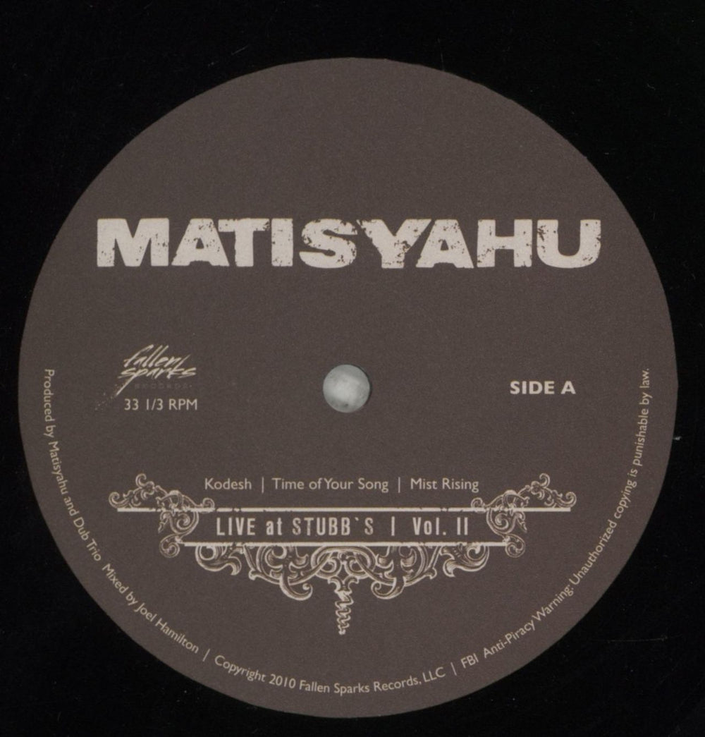 Matisyahu Live At Stubb's Vol. II US 2-LP vinyl record set (Double LP Album) MU92LLI852085