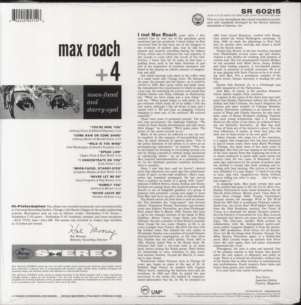 Max Roach Moon Faced And Starry Eyed - 180g - Sealed US vinyl LP album (LP record) 602455957146