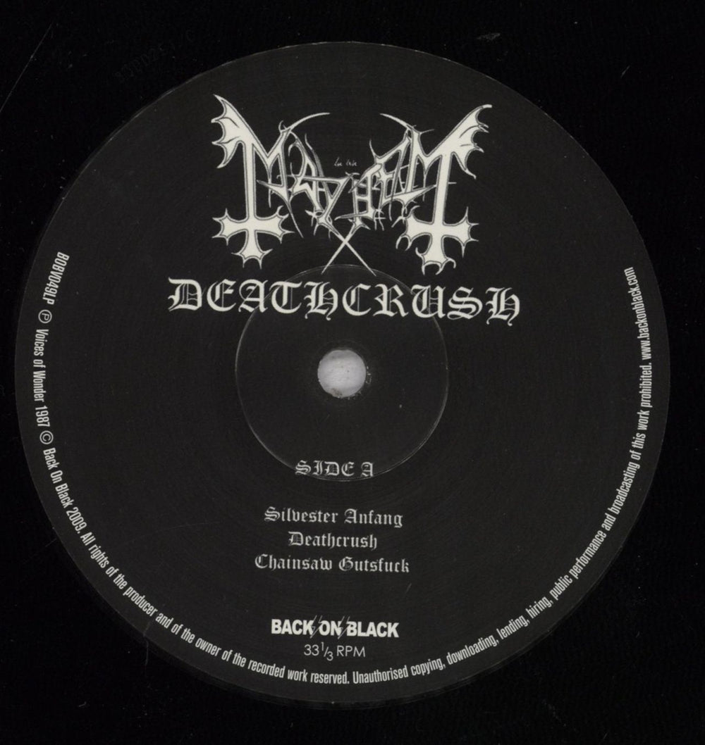 Mayhem Deathcrush - 180gm UK 12" vinyl single (12 inch record / Maxi-single) NVY12DE841005