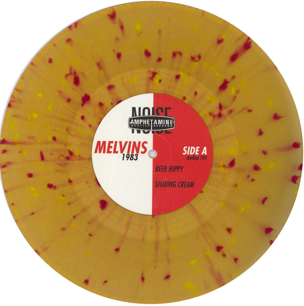 Melvins Beer Hippy - Clear Amber/ Red and Yellow Splatters US 10" vinyl single (10 inch record) MLV10BE834073