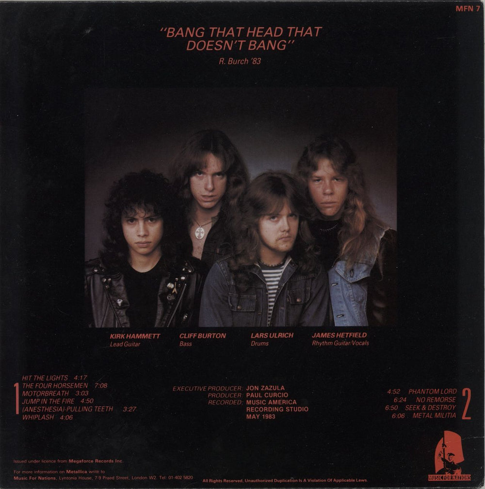 Metallica Kill 'Em All - VG UK vinyl LP album (LP record)