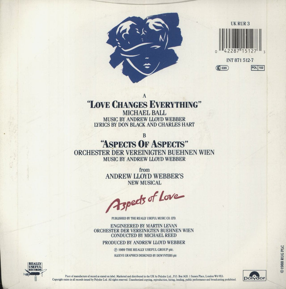 Michael Ball Love Changes Everything UK 7" vinyl single (7 inch record / 45) 042287151273