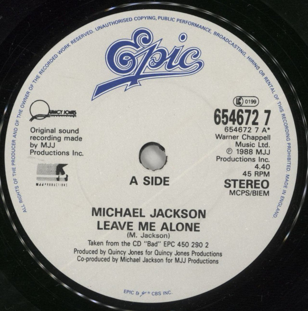 Michael Jackson Leave Me Alone UK 7" vinyl single (7 inch record / 45) M-J07LE33900