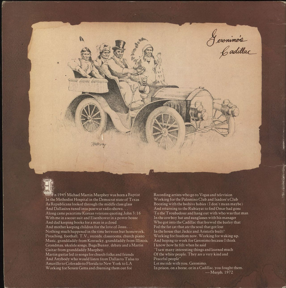Michael Murphey Geronimo's Cadillac US vinyl LP album (LP record)
