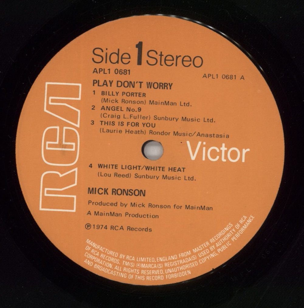 Mick Ronson Play Don't Worry UK vinyl LP album (LP record) MKRLPPL161239