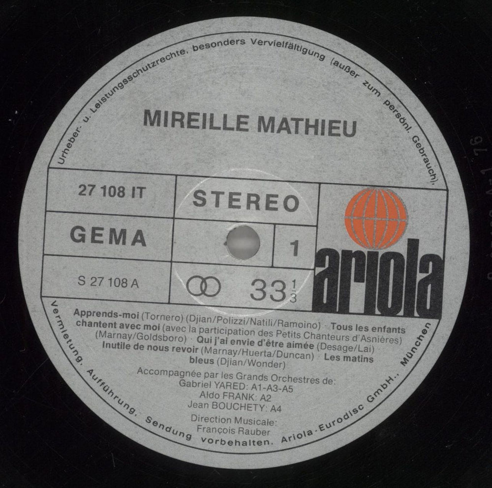 Mireille Mathieu Mireille Mathieu German vinyl LP album (LP record) MM-LPMI859080