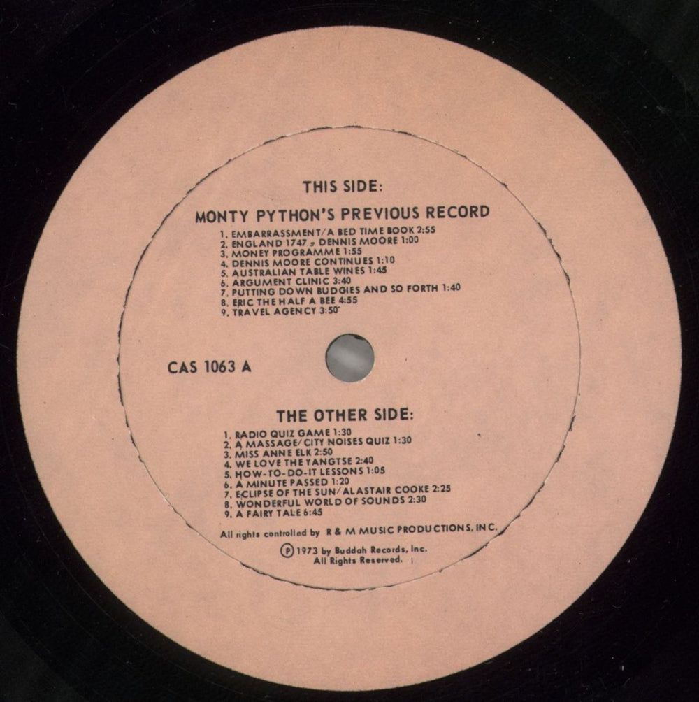 Monty Python Monty Python's Previous Record US vinyl LP album (LP record) PYTLPMO744091