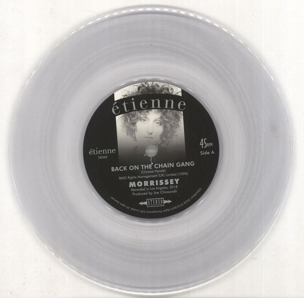 Morrissey Back On The Chain Gang - Clear Vinyl UK 7" vinyl single (7 inch record / 45) MOR07BA708640