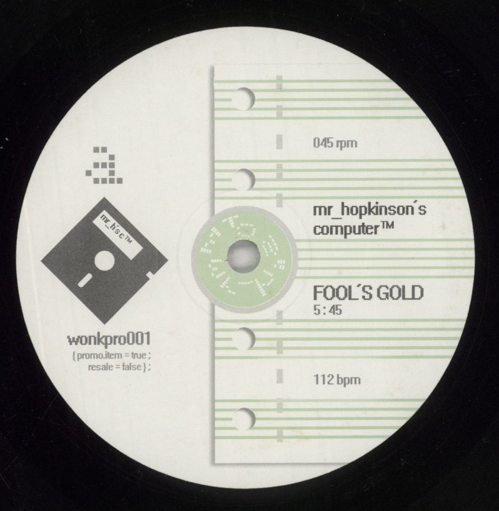 Mr Hopkinson's Computer Fool's Gold UK Promo 10" vinyl single (10 inch record) WONKPRO001