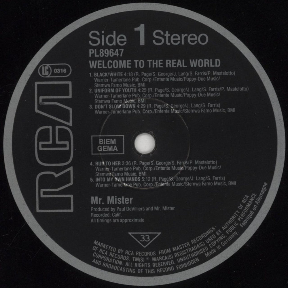 Mr Mister Welcome To The Real World UK vinyl LP album (LP record) MRMLPWE245226