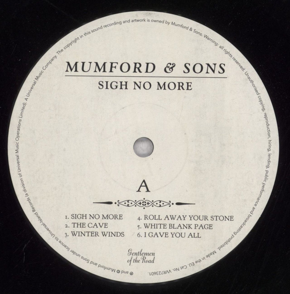 Mumford & Sons Sigh No More German vinyl LP album (LP record) M3DLPSI847580