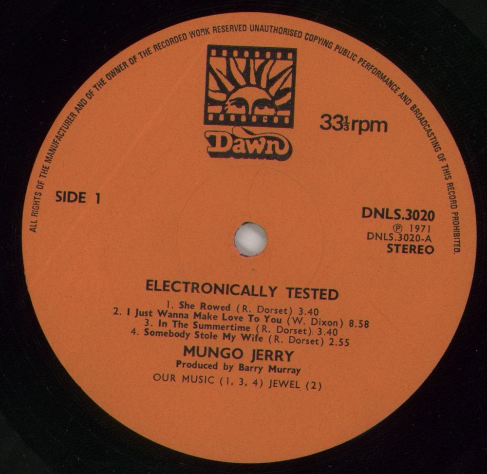 Mungo Jerry Electronically Tested - EX UK vinyl LP album (LP record) MUNLPEL710148
