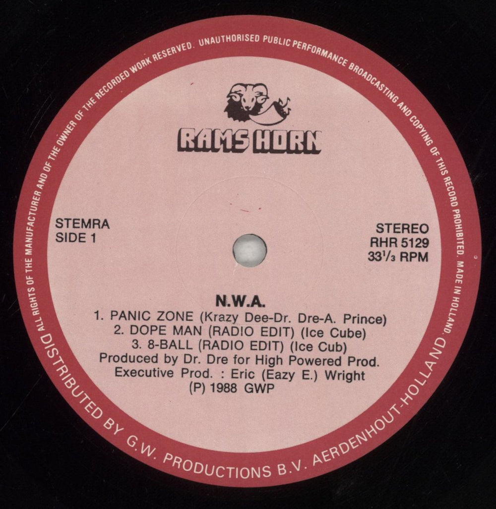 N.W.A. Panic Zone/ Dope Man/ 8-Ball Dutch 12" vinyl single (12 inch record / Maxi-single) NWA12PA855233