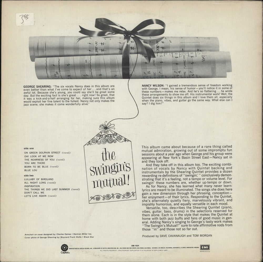 Nancy Wilson (Jazz) The Swingin's Mutual US vinyl LP album (LP record)