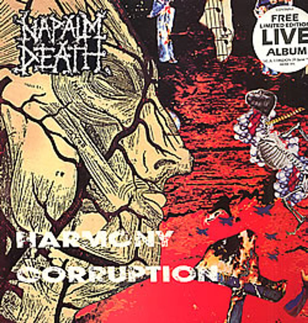 Napalm Death Harmony Corruption UK 2-LP vinyl record set (Double LP Album) MOSH19L