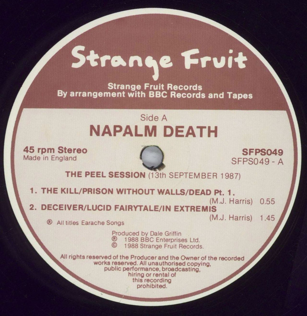 Napalm Death The Peel Sessions + insert UK 12" vinyl single (12 inch record / Maxi-single) NAP12TH832620