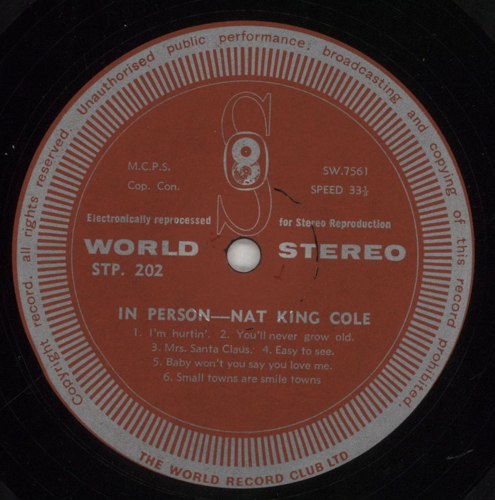 Nat King Cole In Person UK vinyl LP album (LP record) NKCLPIN855476