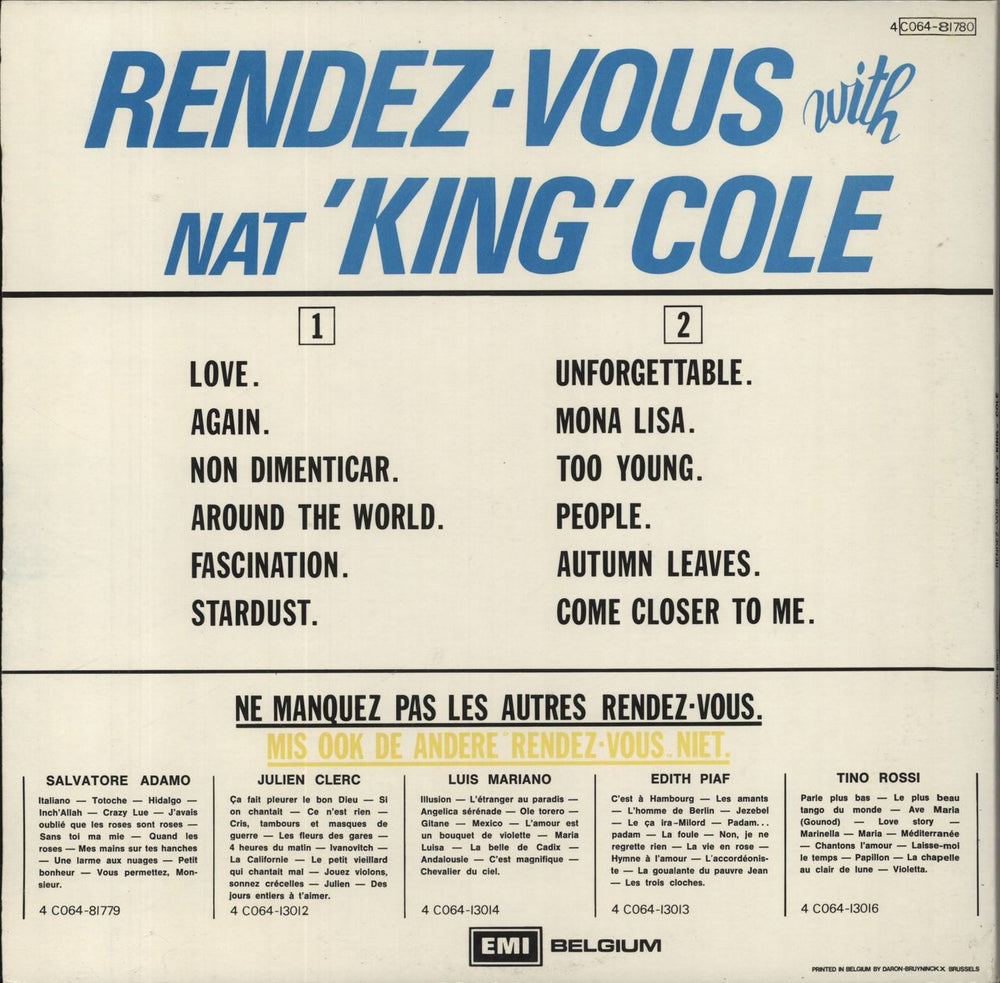 Nat King Cole Rendez-Vous With Belgian vinyl LP album (LP record)