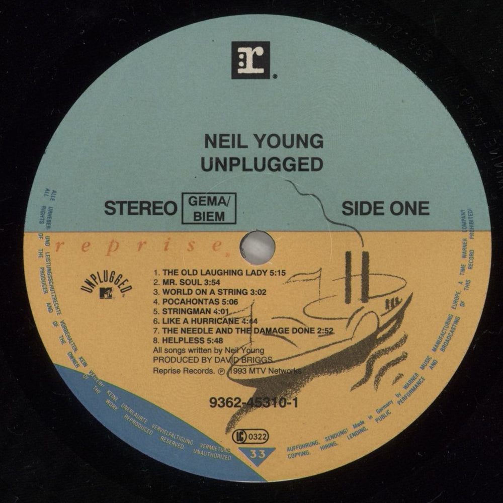 Neil Young Unplugged - EX German vinyl LP album (LP record) YOULPUN579568