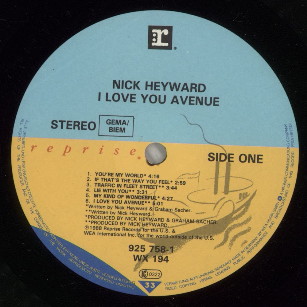 Nick Heyward I Love You Avenue - shrink UK vinyl LP album (LP record) N-HLPIL875251