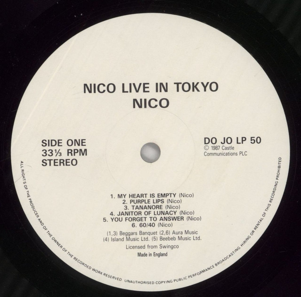 Nico Nico In Tokyo UK vinyl LP album (LP record) N-CLPNI863074