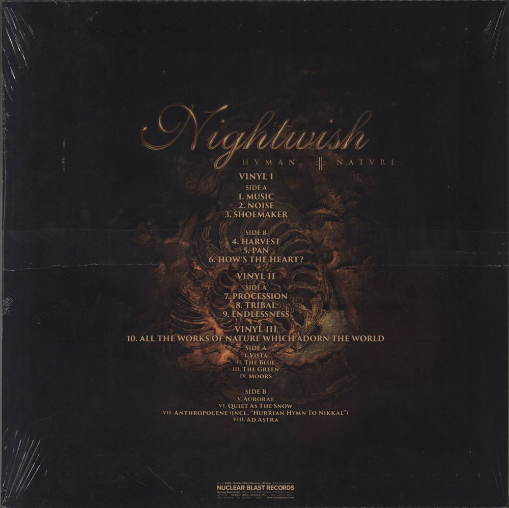 Nightwish Human. :||: Nature. - Gold Vinyl - Sealed German 3-LP vinyl record set (Triple LP Album) 4065629677633