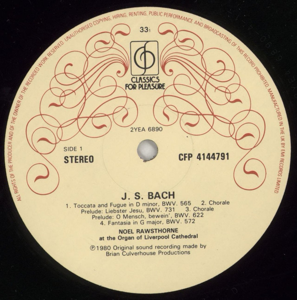 Noel Rawsthorne Bach - Toccata and Fugue and Other Organ Favorites UK vinyl LP album (LP record) 2PGLPBA863858