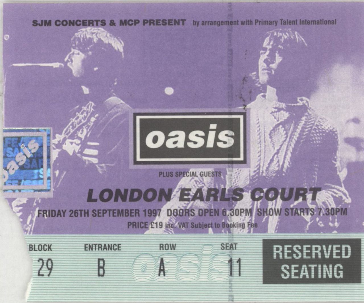 Oasis Be Here Now Live '97 + Ticket Stub UK tour programme OASTRBE856489