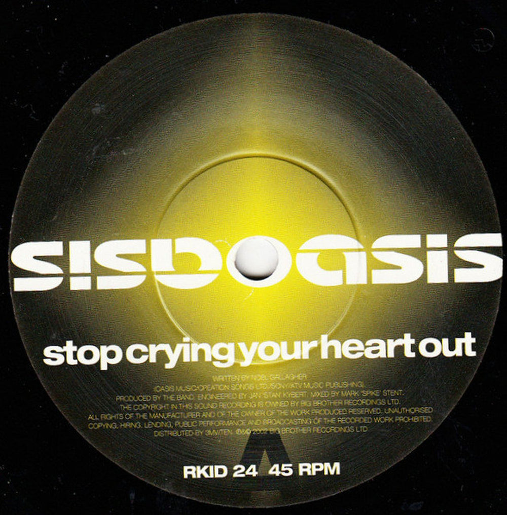 Oasis Stop Crying Your Heart Out UK 7" vinyl single (7 inch record / 45) OAS07ST216414
