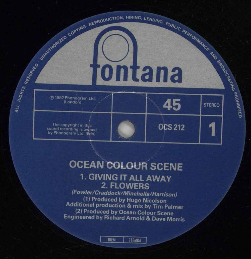 Ocean Colour Scene Giving It All Away UK 12" vinyl single (12 inch record / Maxi-single) OCS12GI85181