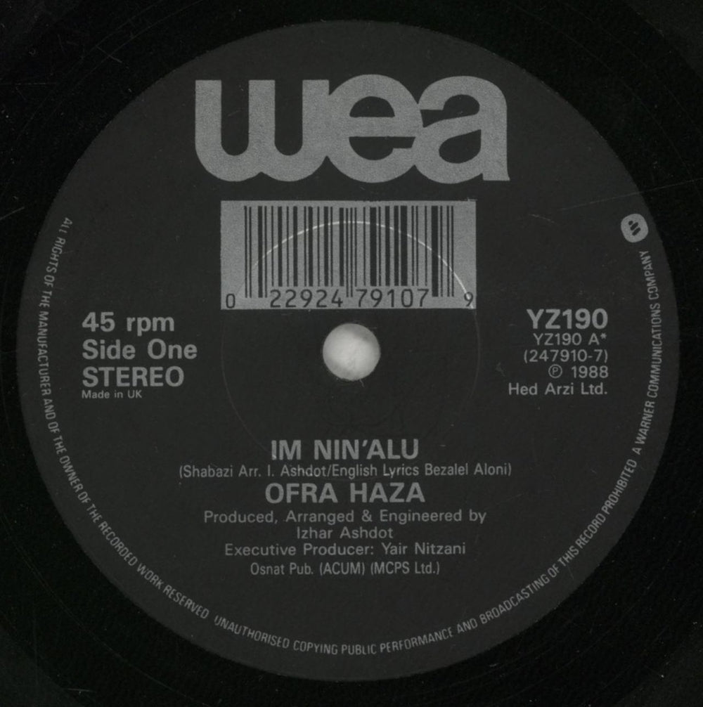 Ofra Haza Im Nin'alu UK 7" vinyl single (7 inch record / 45) OFR07IM33967