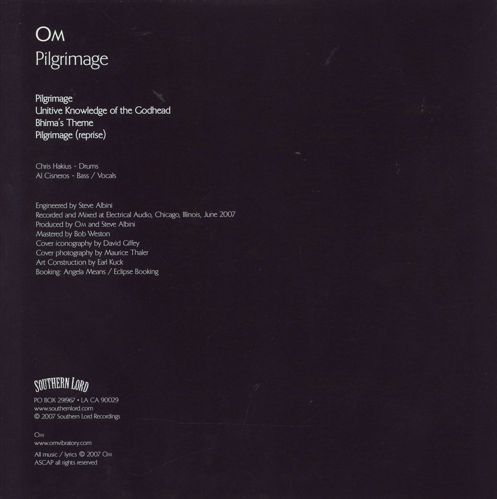 OM Pilgrimage US vinyl LP album (LP record)