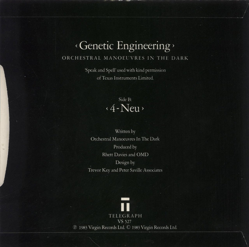 Orchestral Manoeuvres In The Dark Genetic Engineering UK 7" vinyl single (7 inch record / 45)