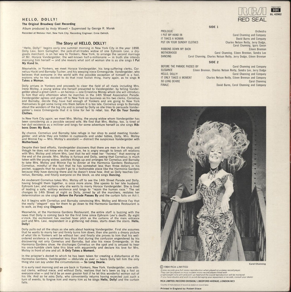 Original Cast Recording Hello, Dolly! UK vinyl LP album (LP record)