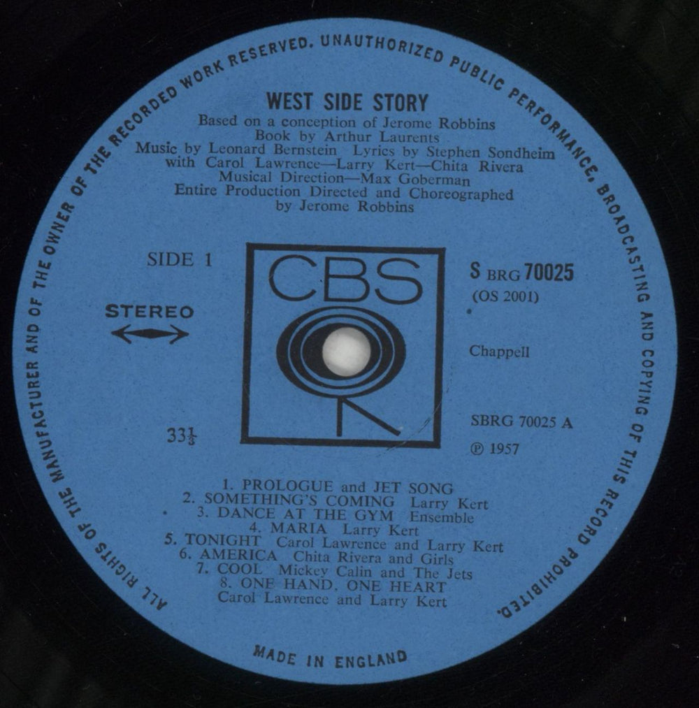 Original Cast Recording West Side Story UK vinyl LP album (LP record) 1OCLPWE880162