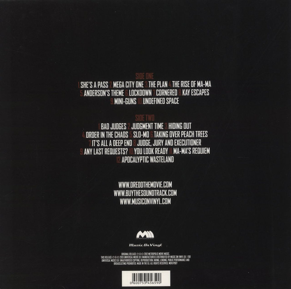 Original Soundtrack Dredd - 180g UK vinyl LP album (LP record) 600753456590