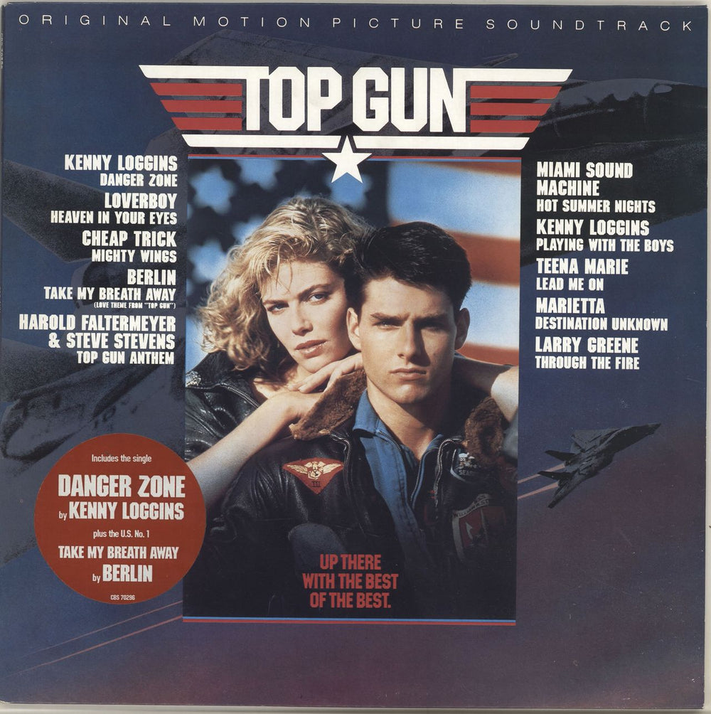 Original Soundtrack Top Gun - Stickered Sleeve UK vinyl LP album (LP record) CBS70296